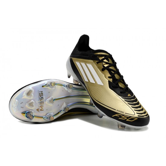 Tienda  Adidas F50 ELITE FG Hombre Oro Negro Zapatos De Futbol