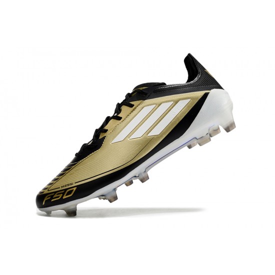 Tienda  Adidas F50 ELITE FG Hombre Oro Negro Zapatos De Futbol