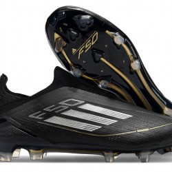 Adidas F50 Elite Laceless FG Negro y Oro Hombre Zapatos De Futbol