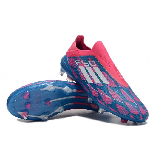 Calidad superior  Adidas F50 Elite Laceless FG Azul Rosa Low cut Zapatos De Futbol