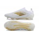 Alta calidad Adidas F50 Elite Laceless FG Low cut Blanco Oro Zapatos De Futbol