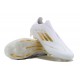 Alta calidad Adidas F50 Elite Laceless FG Low cut Blanco Oro Zapatos De Futbol
