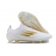 Alta calidad Adidas F50 Elite Laceless FG Low cut Blanco Oro Zapatos De Futbol