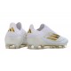 Alta calidad Adidas F50 Elite Laceless FG Low cut Blanco Oro Zapatos De Futbol