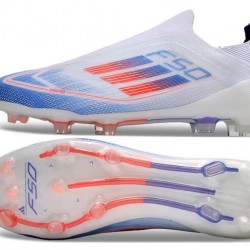 Adidas F50 Elite Laceless FG Shoelace Blanco Azul Zapatos De Futbol