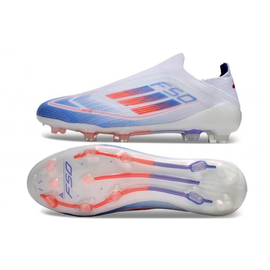 Mejor calidad  Adidas F50 Elite Laceless FG Shoelace Blanco Azul Zapatos De Futbol