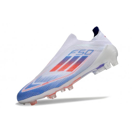 Mejor calidad  Adidas F50 Elite Laceless FG Shoelace Blanco Azul Zapatos De Futbol