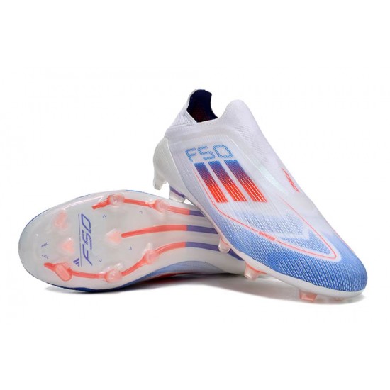 Mejor calidad  Adidas F50 Elite Laceless FG Shoelace Blanco Azul Zapatos De Futbol