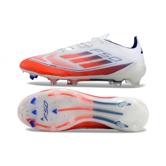 Calidad superior  Adidas F50 Elite Laceless FG Blanco y Naranja Hombre Zapatos De Futbol