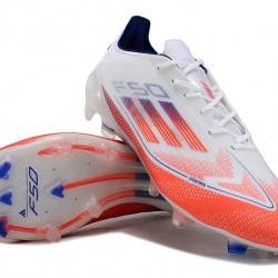 Adidas F50 Elite Laceless FG Blanco y Naranja Hombre Zapatos De Futbol