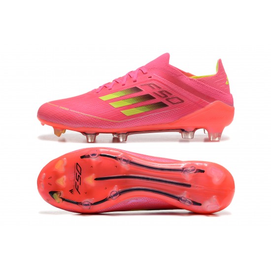 Mejor calidad  Adidas F50 FG Rosa Rojo Hombre Low cut Zapatos De Futbol