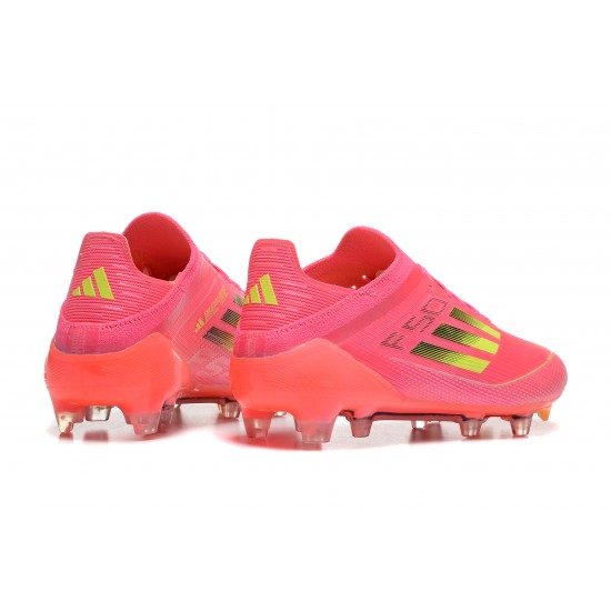 Mejor calidad  Adidas F50 FG Rosa Rojo Hombre Low cut Zapatos De Futbol