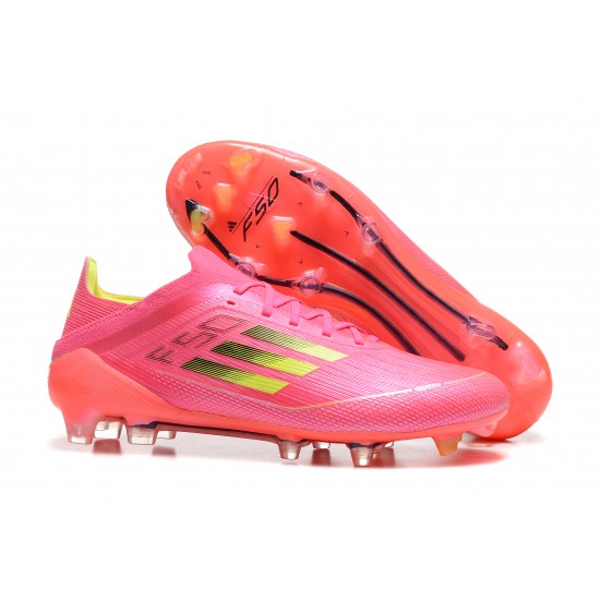 Mejor calidad  Adidas F50 FG Rosa Rojo Hombre Low cut Zapatos De Futbol