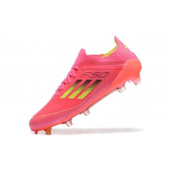 Mejor calidad  Adidas F50 FG Rosa Rojo Hombre Low cut Zapatos De Futbol