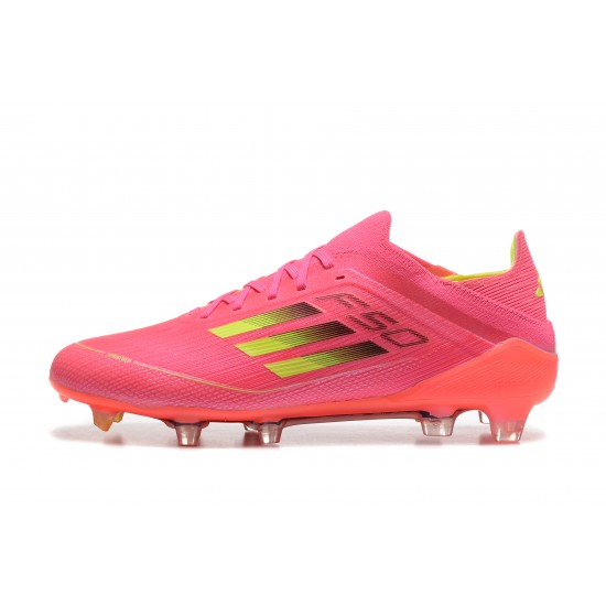 Mejor calidad  Adidas F50 FG Rosa Rojo Hombre Low cut Zapatos De Futbol