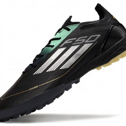 Adidas F50 PRO TF Negro Oro Zapatos De Futbol