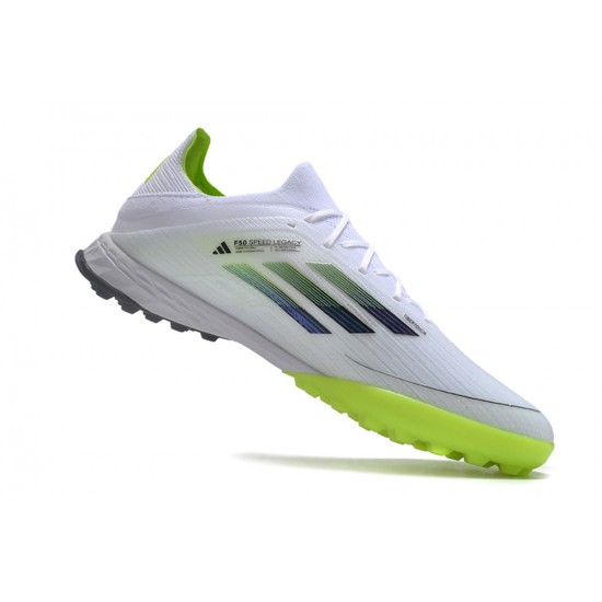 Alta calidad Adidas F50 PRO TF Blanco Verde Zapatos De Futbol
