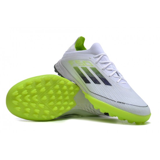 Alta calidad Adidas F50 PRO TF Blanco Verde Zapatos De Futbol