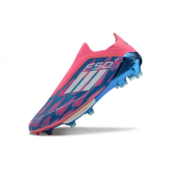 Descubrir  Hombre/Mujer Adidas F50 FG Rosa Azul shoelace Zapatos De Futbol
