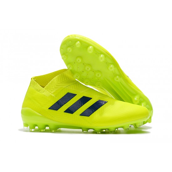 Descubrir  Botas de fútbol Adidas Nemeziz 18 AG Laceless Verde Fluo Negro
