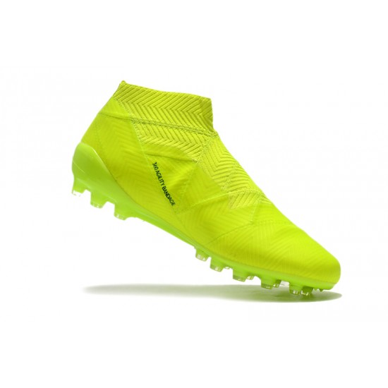 Descubrir  Botas de fútbol Adidas Nemeziz 18 AG Laceless Verde Fluo Negro