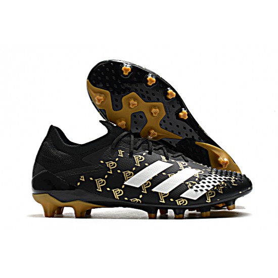 Alta calidad Botas de fútbol Adidas Predator Mutator 20.1 Low AG Negro Gold Blanco