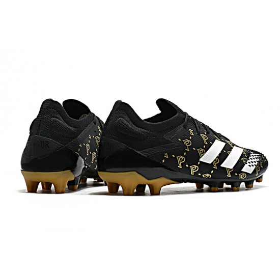 Alta calidad Botas de fútbol Adidas Predator Mutator 20.1 Low AG Negro Gold Blanco