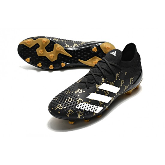 Alta calidad Botas de fútbol Adidas Predator Mutator 20.1 Low AG Negro Gold Blanco