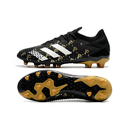 Alta calidad Botas de fútbol Adidas Predator Mutator 20.1 Low AG Negro Gold Blanco