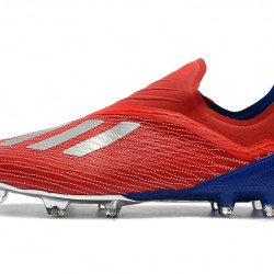 Botas de fútbol Adidas X 18 FG Laceless Rojo Plata Azul