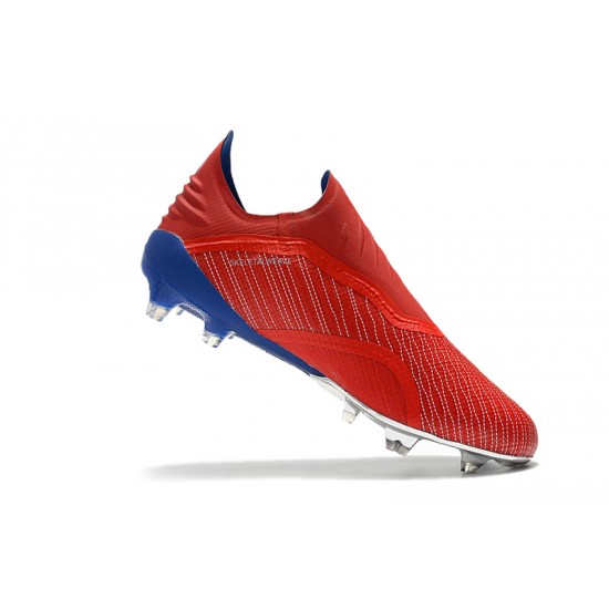 Descubrir  Botas de fútbol Adidas X 18 FG Laceless Rojo Plata Azul