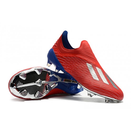 Descubrir  Botas de fútbol Adidas X 18 FG Laceless Rojo Plata Azul