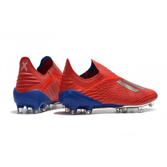 Descubrir  Botas de fútbol Adidas X 18 FG Laceless Rojo Plata Azul