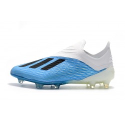 Botas de fútbol Adidas X 18 FG Laceless Blanco Azul Negro
