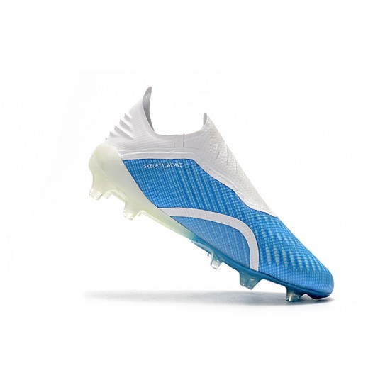 Comprar ahora  Botas de fútbol Adidas X 18 FG Laceless Blanco Azul Negro