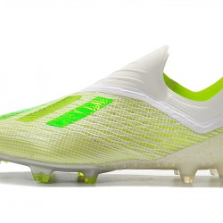 Botas de fútbol Adidas X 18 FG Laceless Blanco Amarillo Verde