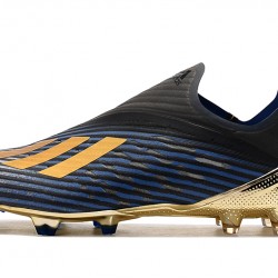 Botas de fútbol Adidas X 19 FG Laceless Azul Negro Dorado