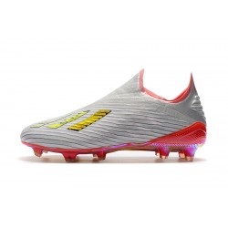 Botas de fútbol Adidas X 19 FG Laceless Blanco Dorado Naranja