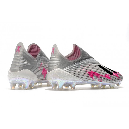 Explorar  Botas de fútbol Adidas X 19+ FG Encryption Code Metallic Plata Rosado Negro