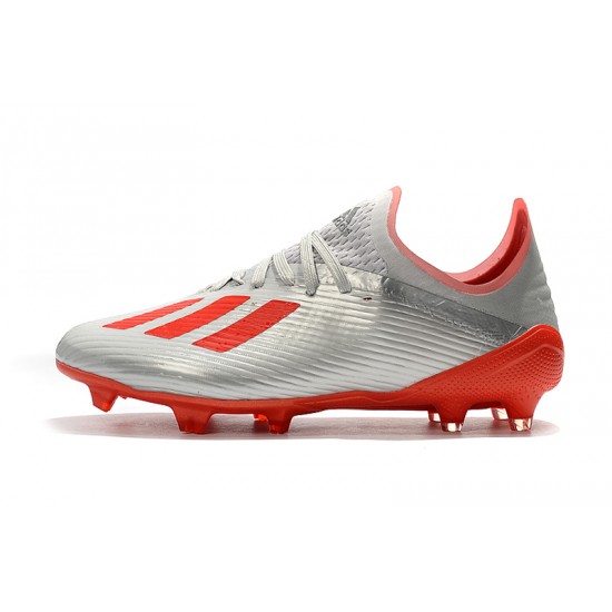 Alta calidad Botas de fútbol Adidas X 19.1 FG Plata Rojo