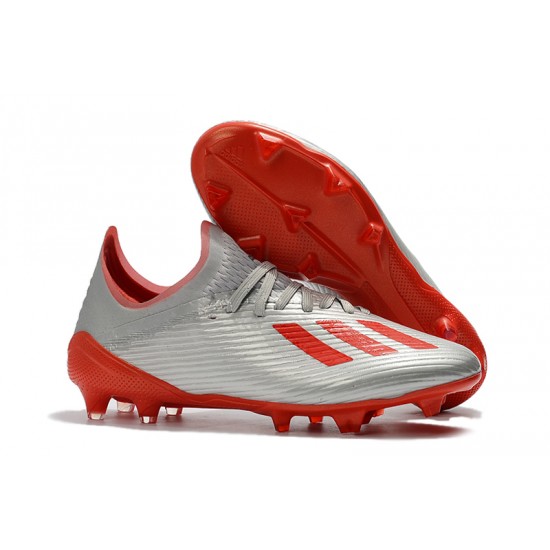Alta calidad Botas de fútbol Adidas X 19.1 FG Plata Rojo