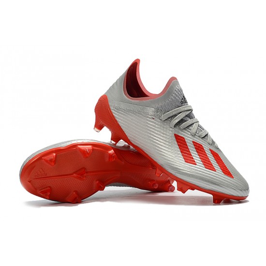 Alta calidad Botas de fútbol Adidas X 19.1 FG Plata Rojo