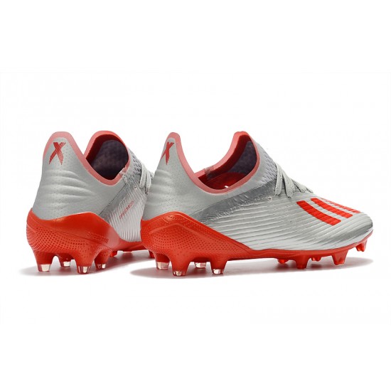 Alta calidad Botas de fútbol Adidas X 19.1 FG Plata Rojo