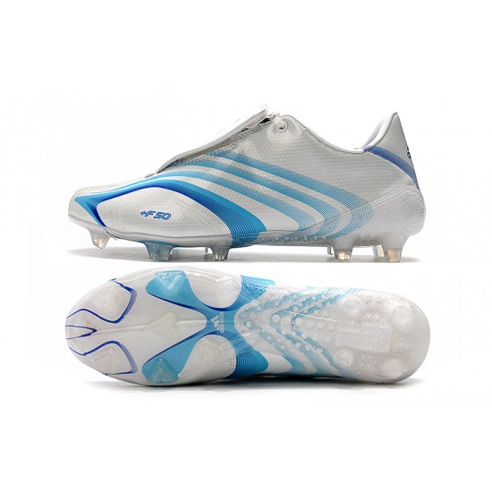 Tienda  Botas de fútbol Adidas X F506 FG Tunit Laceless Blanco Azul