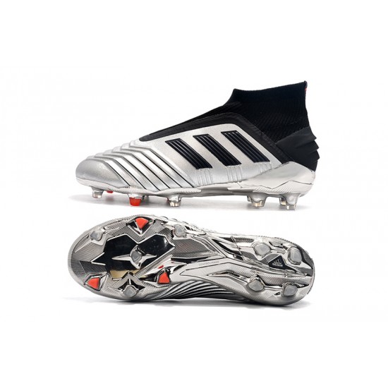 Explorar  Botas de fútbol Adidas Predator 19+ FG Plata Negro