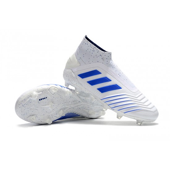 Alta calidad Botas de fútbol Adidas Predator 19+ FG Virtuso 25th Anniversaire Blanco Azul