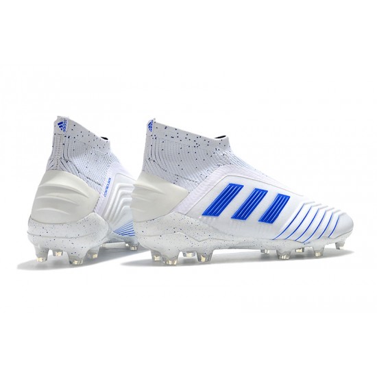 Alta calidad Botas de fútbol Adidas Predator 19+ FG Virtuso 25th Anniversaire Blanco Azul