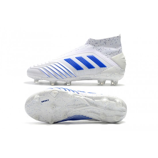Alta calidad Botas de fútbol Adidas Predator 19+ FG Virtuso 25th Anniversaire Blanco Azul