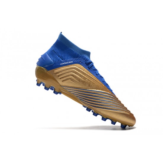Calidad superior  Botas de fútbol Adidas Predator 19.1 AG Dorado Azul