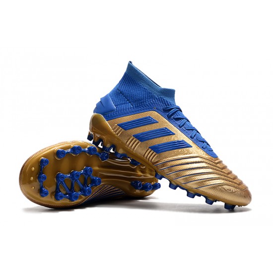 Calidad superior  Botas de fútbol Adidas Predator 19.1 AG Dorado Azul